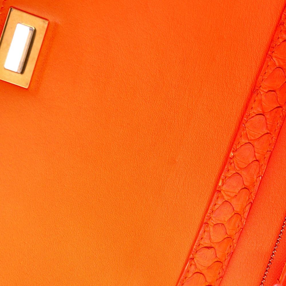 Good Celine Classic Box Bag Python Medium Orange - image 7